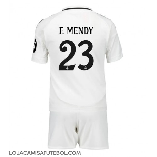 Camisa de Futebol Real Madrid Ferland Mendy #23 Equipamento Principal Infantil 2024-25 Manga Curta (+ Calças curtas)